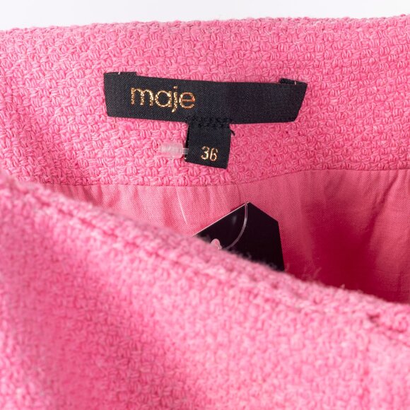 Maje Rose Cotton-Tweed Braided-Trim Wide-Leg Pant Suit - Picture 11 of 16